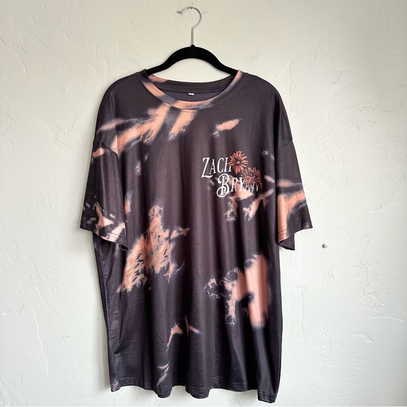 Zach Bryan Blue Beige Tie-Dye Grows Flowers Tee Shirt Unisex Size Large EUC - Picture 1 of 6